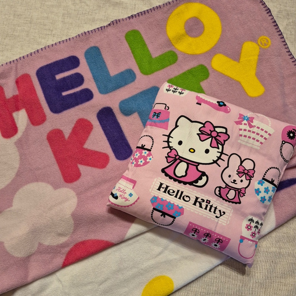 Hello Kitty travel pillow and blanket